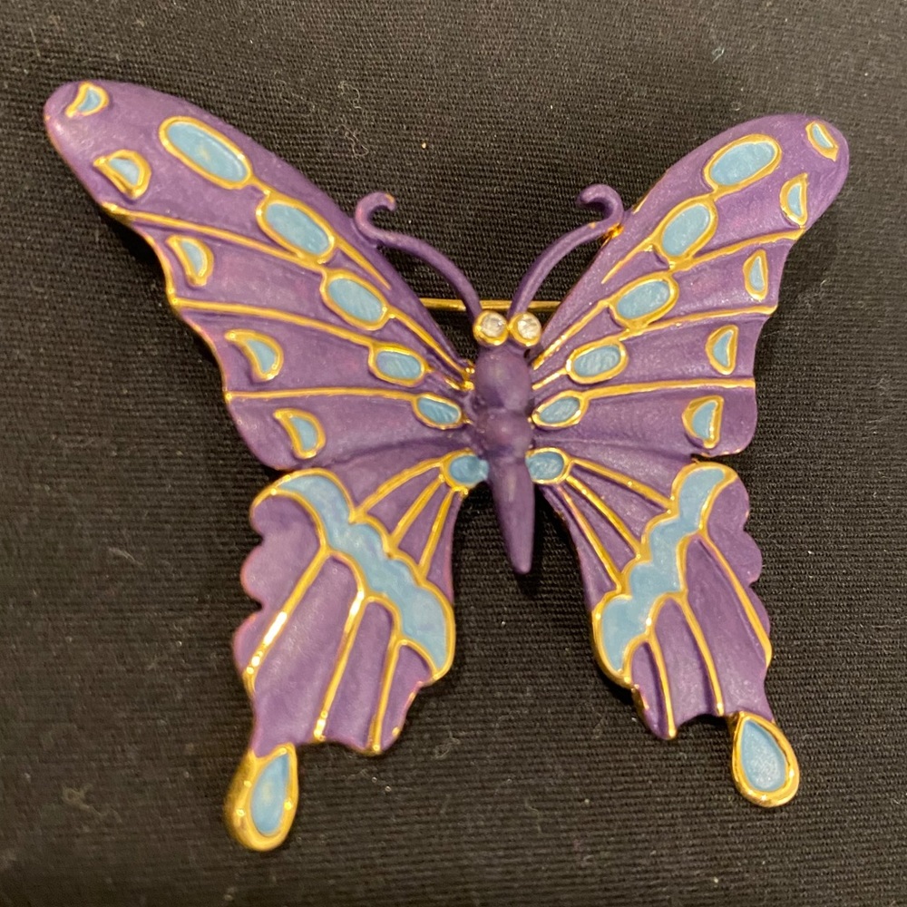 Purple Enamel Butterfly Brooch